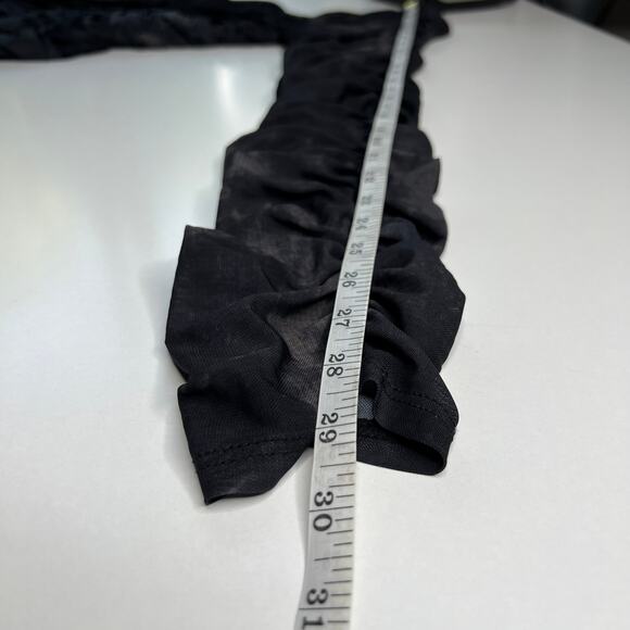 Free People NWT All Night Black Combo Sheer Long Sleeves Ruched Blouse Size XL - Picture 14 of 16